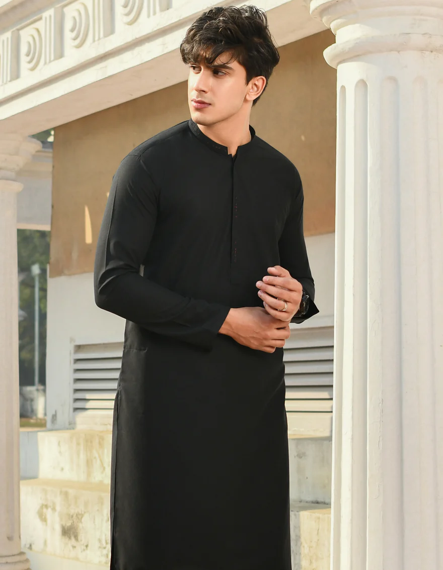 BLACK BLENDED KURTA | JJK-US-45209/A23/JJ8801-SF - Image 3
