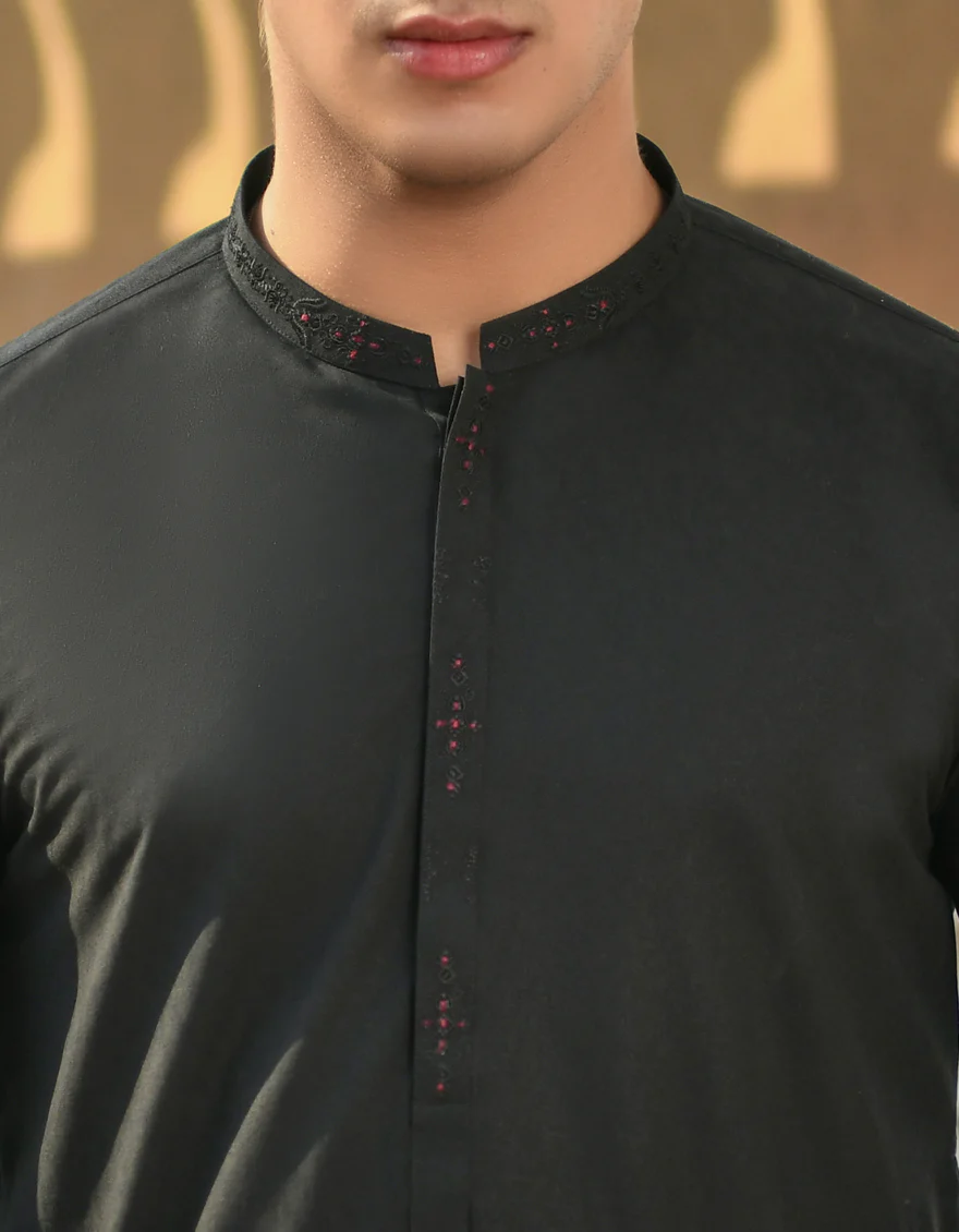 BLACK BLENDED KURTA | JJK-US-45209/A23/JJ8801-SF - Image 4