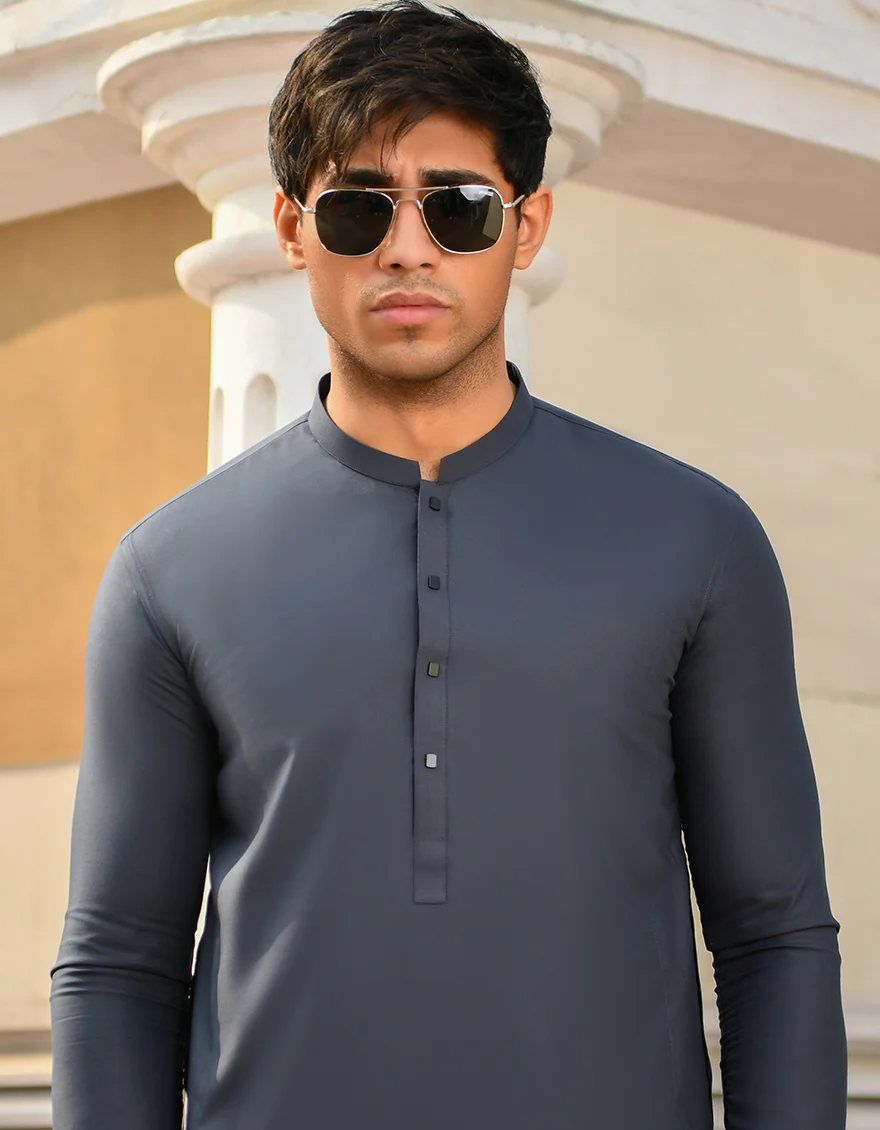 GREY BLENDED KURTA | JJK-US-45217/A23/JJ8818-CL - Image 2