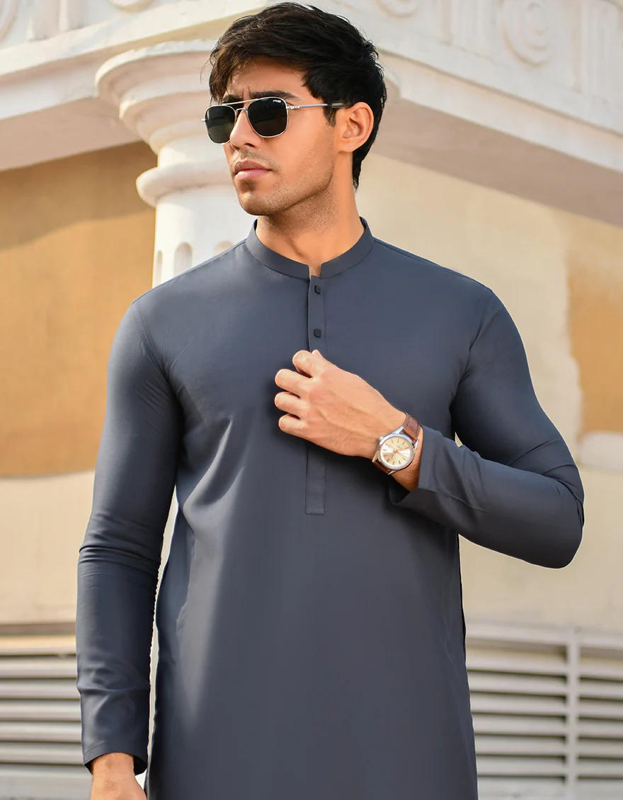 GREY BLENDED KURTA | JJK-US-45217/A23/JJ8818-CL - Image 3