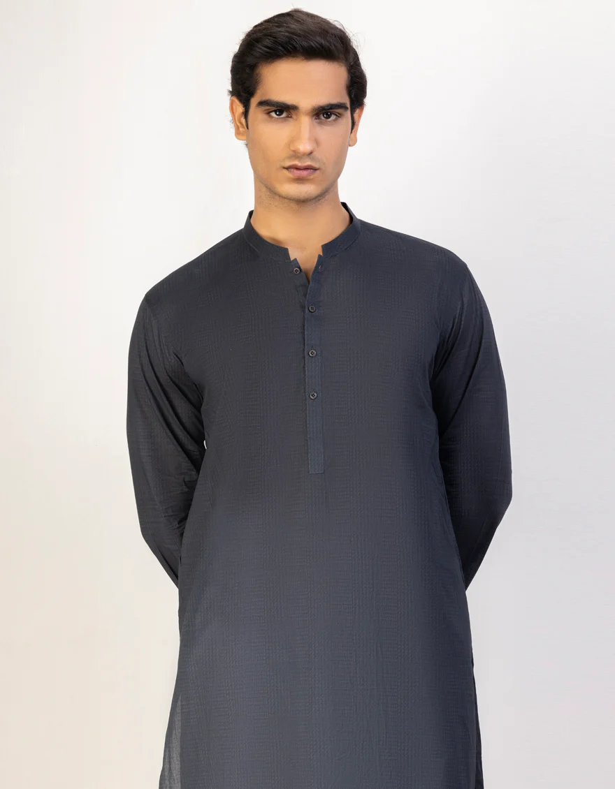 GREY BLENDED KURTA | JJK-US-45220/A23/JJ8771-PN - Image 3