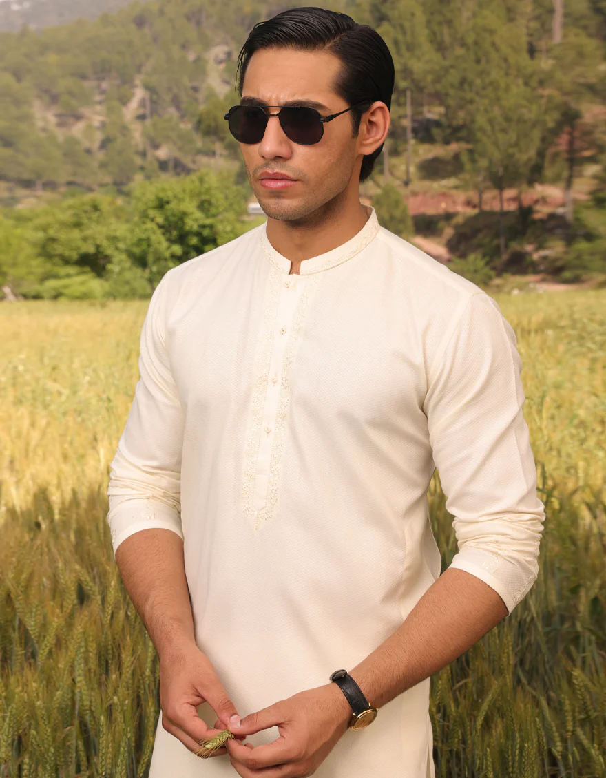 CREAM BLENDED KURTA | JJK-US-45250/S23/JJ8917-SF - Image 2