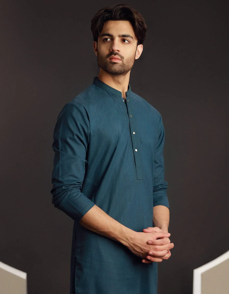 BLUE COTTON KURTA | JJK-W-33035/S24/JJ9585-SF - Image 2