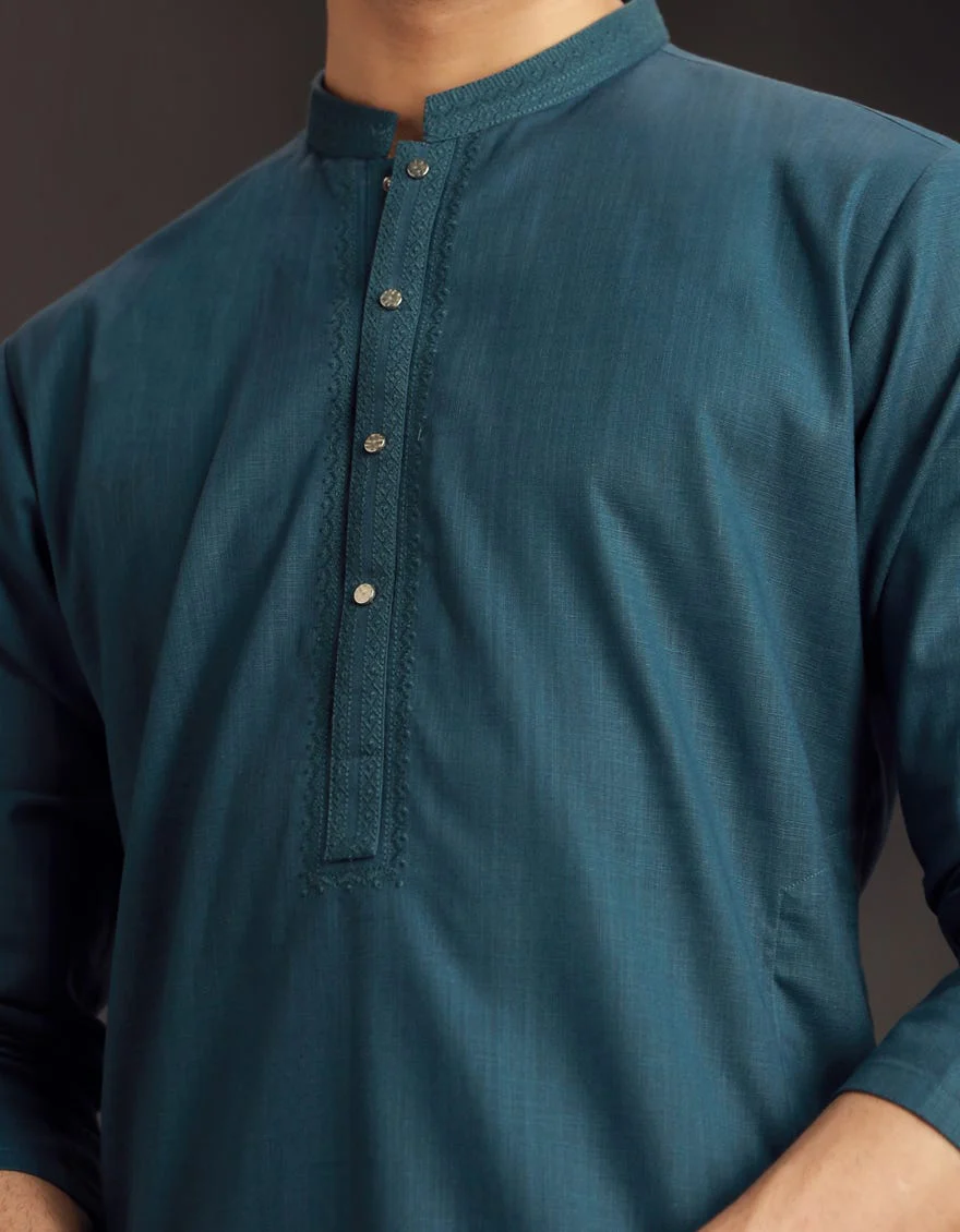 BLUE COTTON KURTA | JJK-W-33035/S24/JJ9585-SF - Image 3