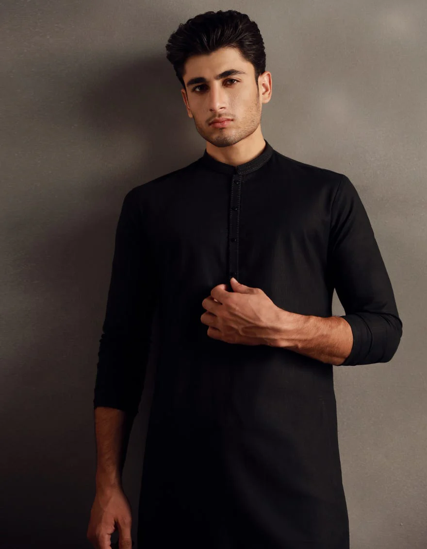 BLACK COTTON KURTA | JJK-W-33040/S24/JJ9585-SF - Image 2