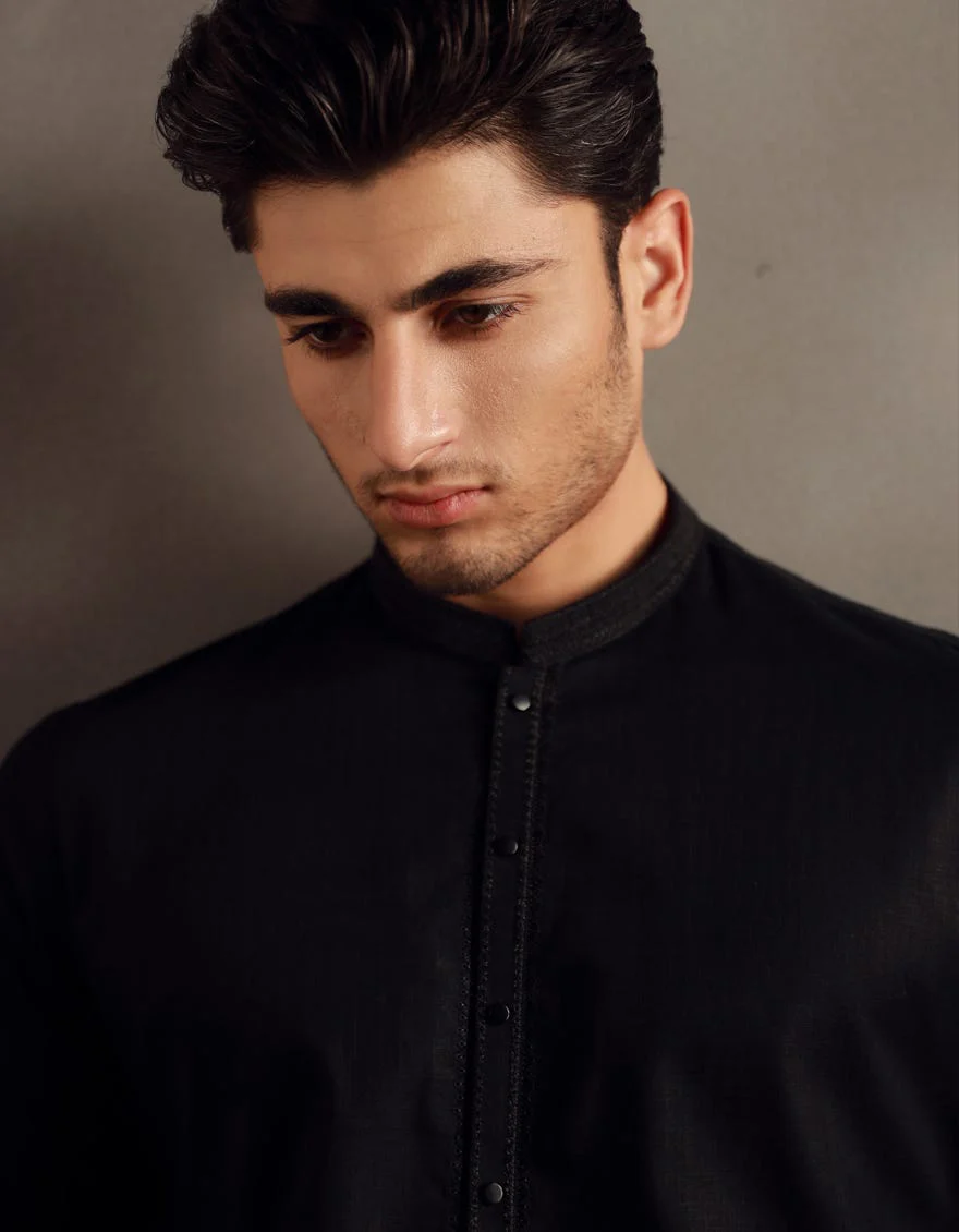 BLACK COTTON KURTA | JJK-W-33040/S24/JJ9585-SF - Image 3