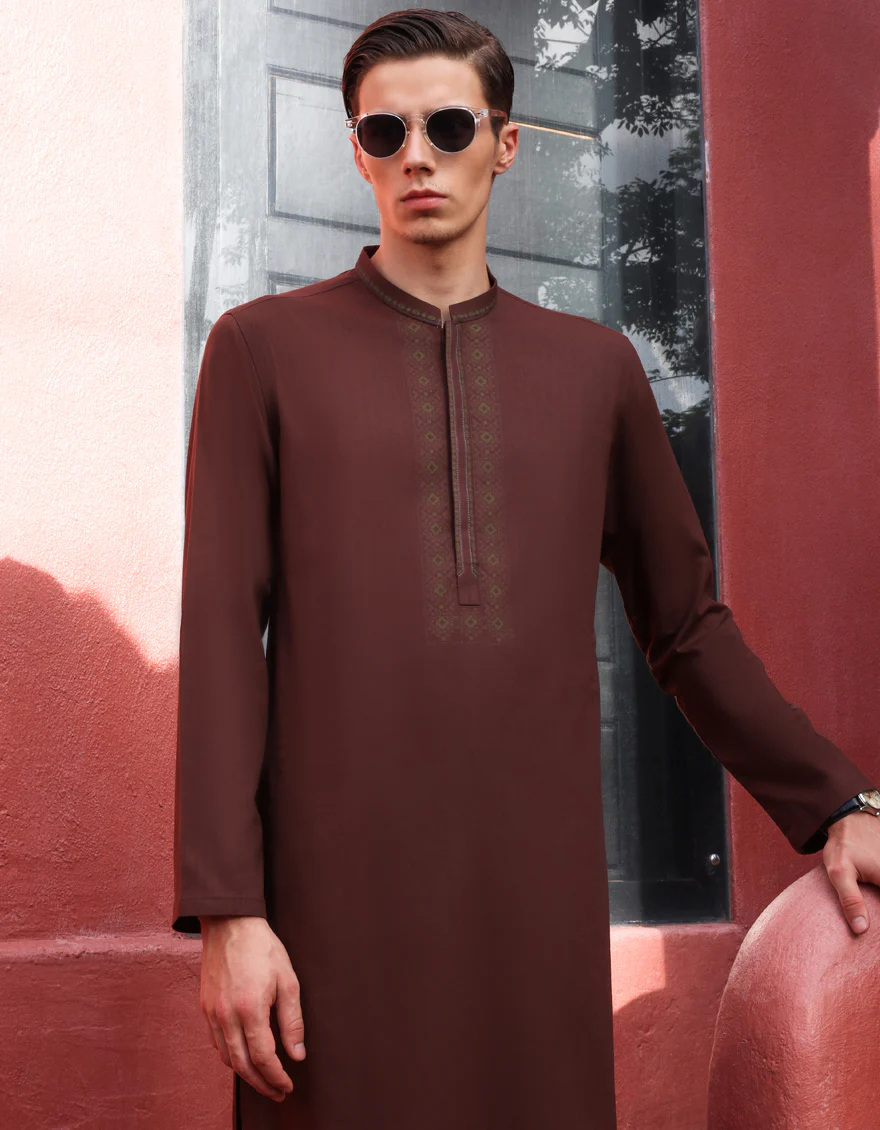 BROWN COTTON KURTA | JJK-W-US-32654/W22/JJ7165-SF - Image 2