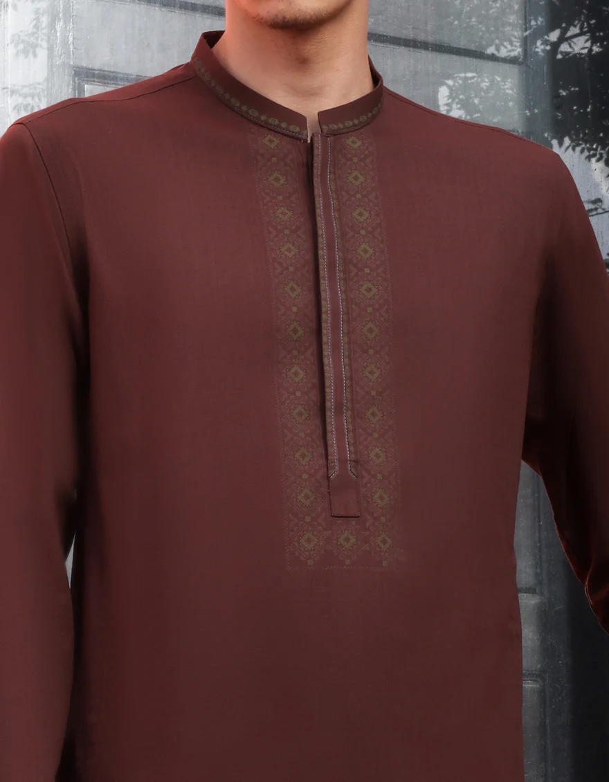 BROWN COTTON KURTA | JJK-W-US-32654/W22/JJ7165-SF - Image 3