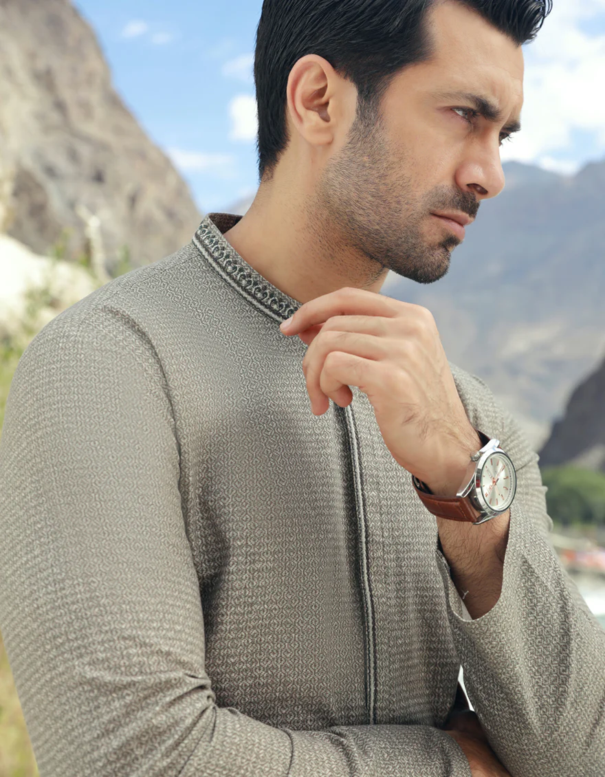 STONE GREY KURTA | JJK-W-US-32842/S23/JJ8673-SF - Image 2