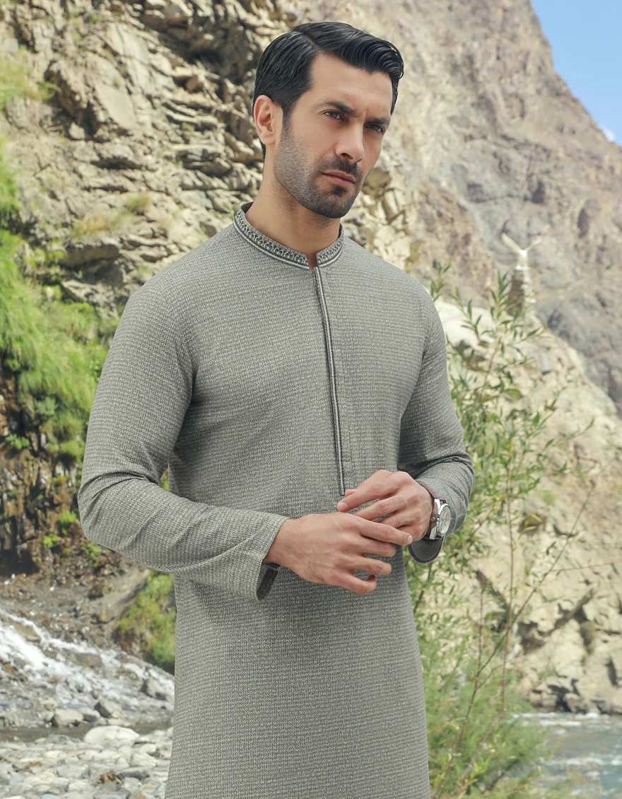 STONE GREY KURTA | JJK-W-US-32842/S23/JJ8673-SF - Image 3