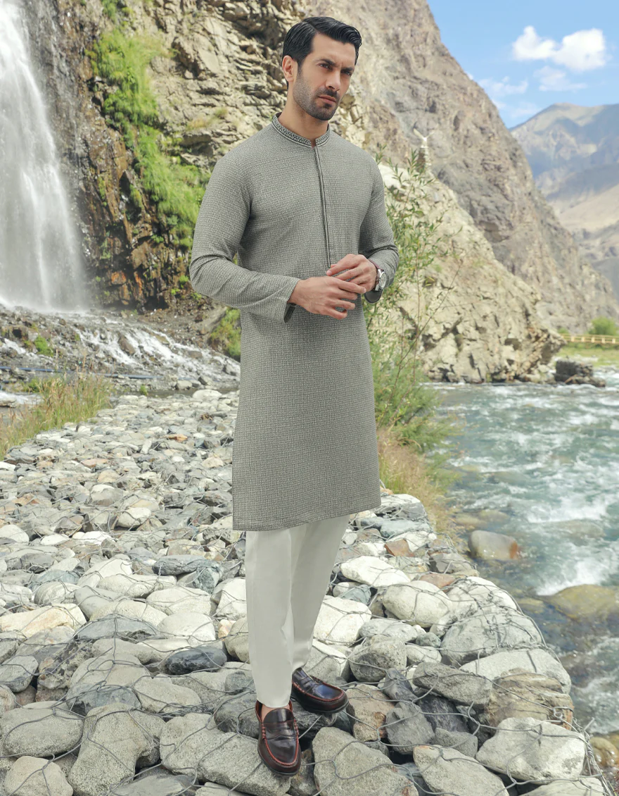 STONE GREY KURTA | JJK-W-US-32842/S23/JJ8673-SF - Image 5