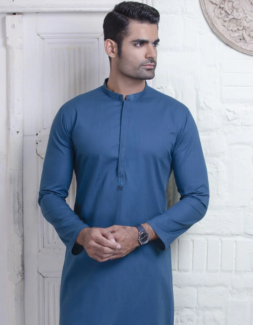 TEAL BLUE KURTA | JJK-W-US-37566/W21/JJ7165-CL - Image 3