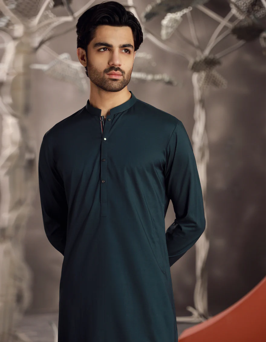 GREEN COTTON KURTA TROUSERS | JJKP-A-33020/S24/JJ9304-PN - Image 2