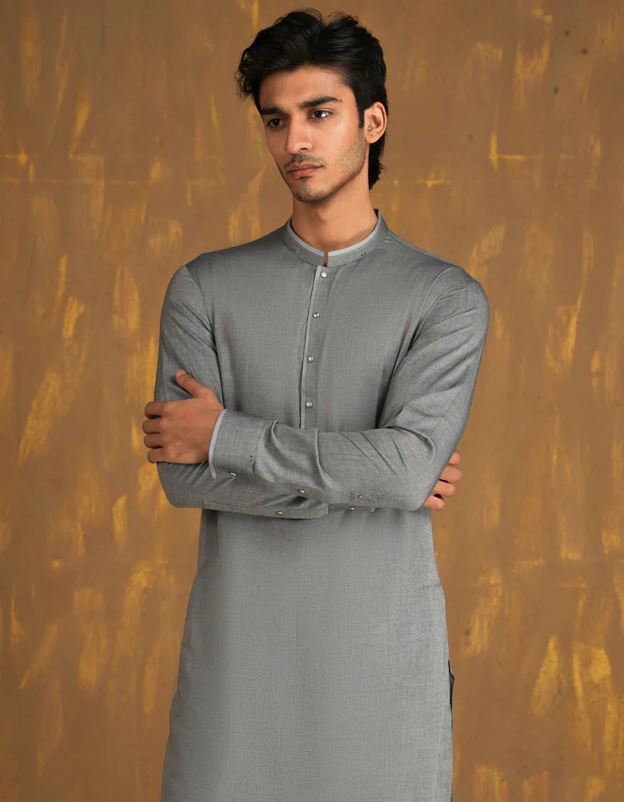 LIGHT GREEN BLENDED KURTA TROUSERS | JJKP-A-33072/S24/JJ8214-CL - Image 4