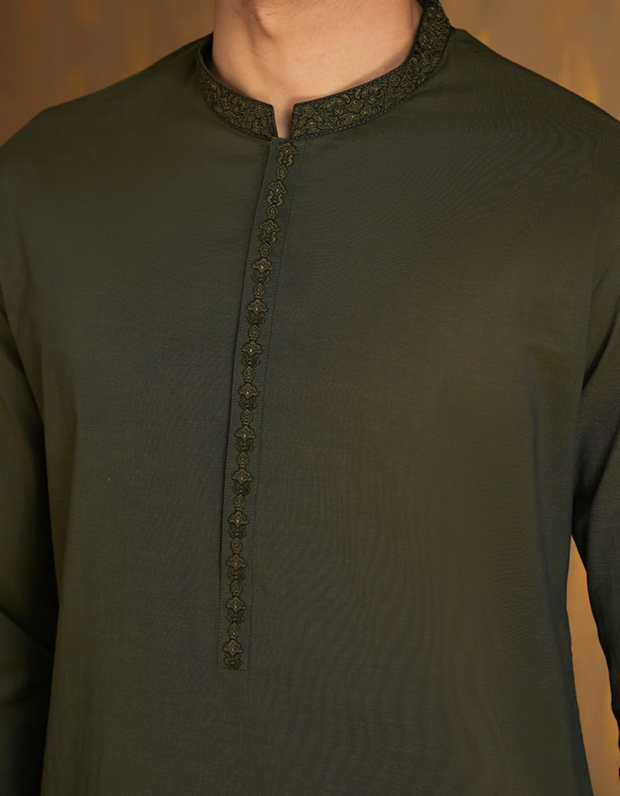 MEHNDI GREEN COTTON KURTA TROUSERS | JJKP-A-33080/S24/JJ8795-SF - Image 4