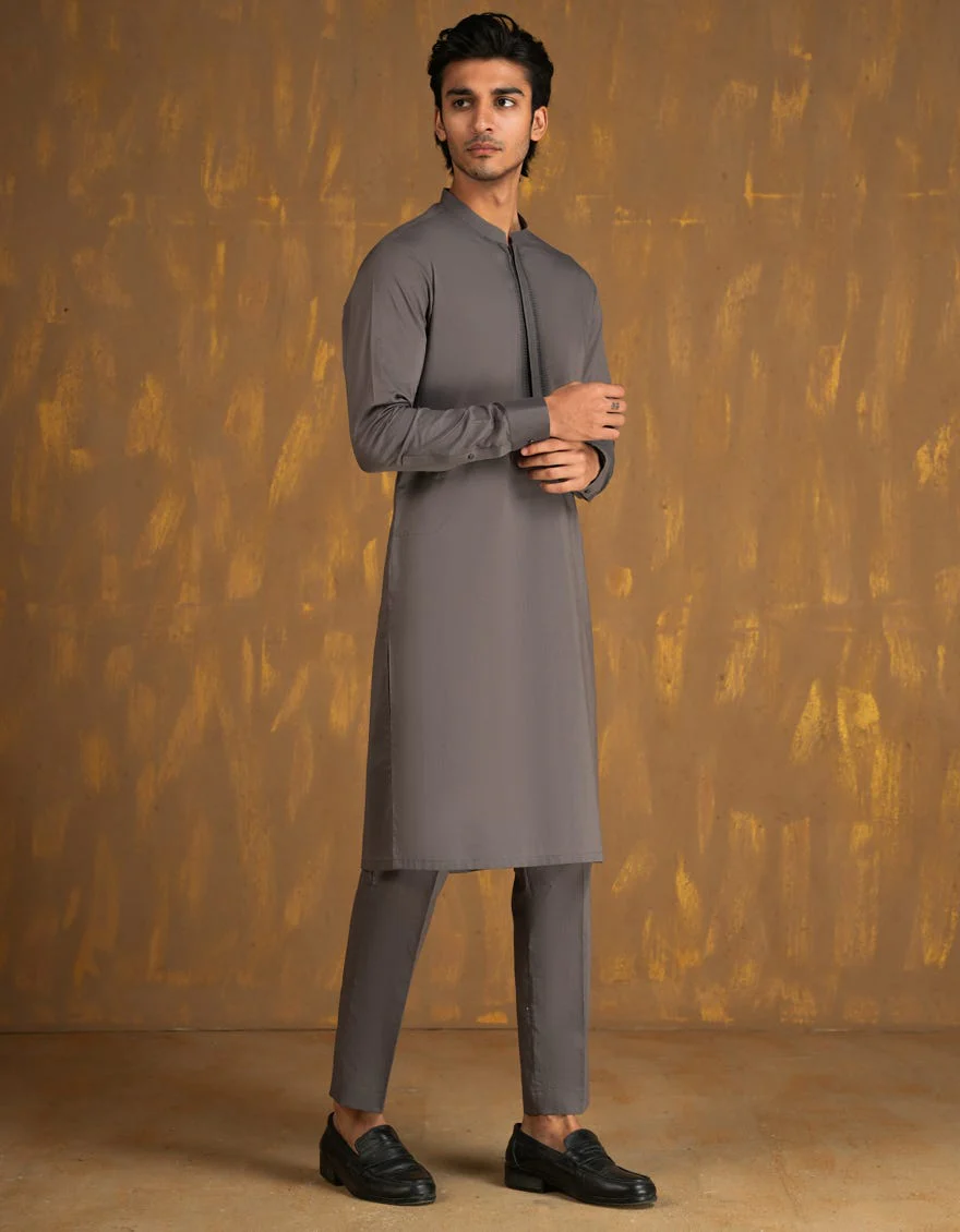 GREY COTTON KURTA TROUSERS | JJKP-A-33081/S24/JJ8795-SF - Image 2