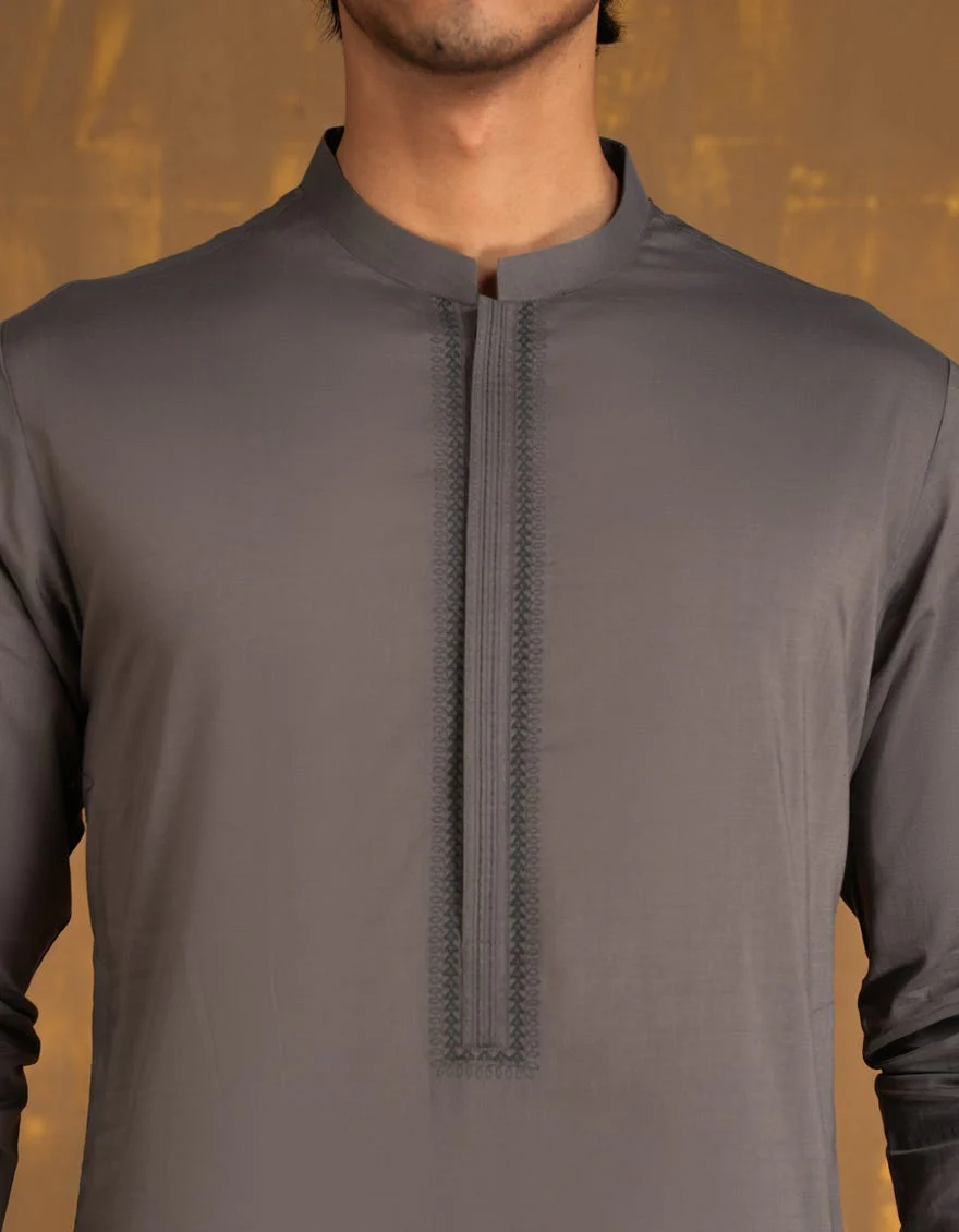 GREY COTTON KURTA TROUSERS | JJKP-A-33081/S24/JJ8795-SF - Image 4