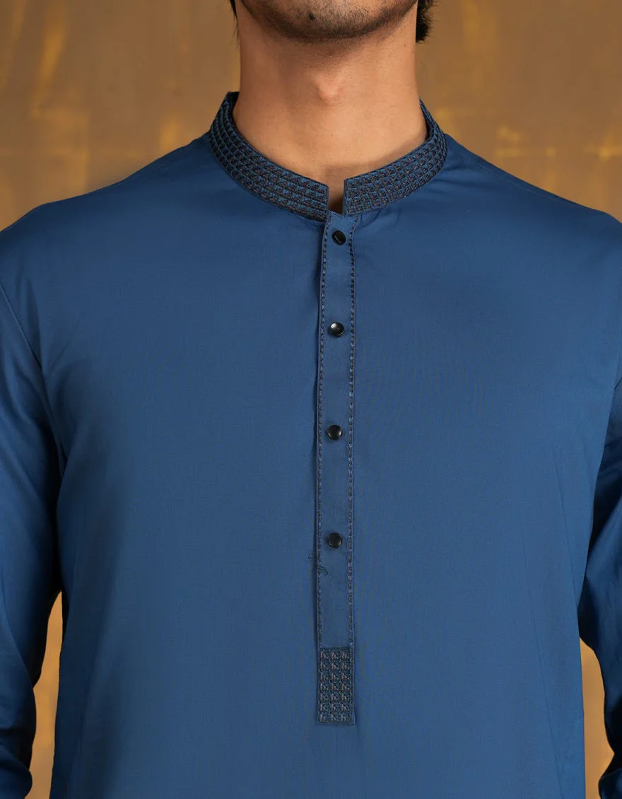 BLUE COTTON KURTA TROUSERS | JJKP-A-33082/S24/JJ7420-SF - Image 3