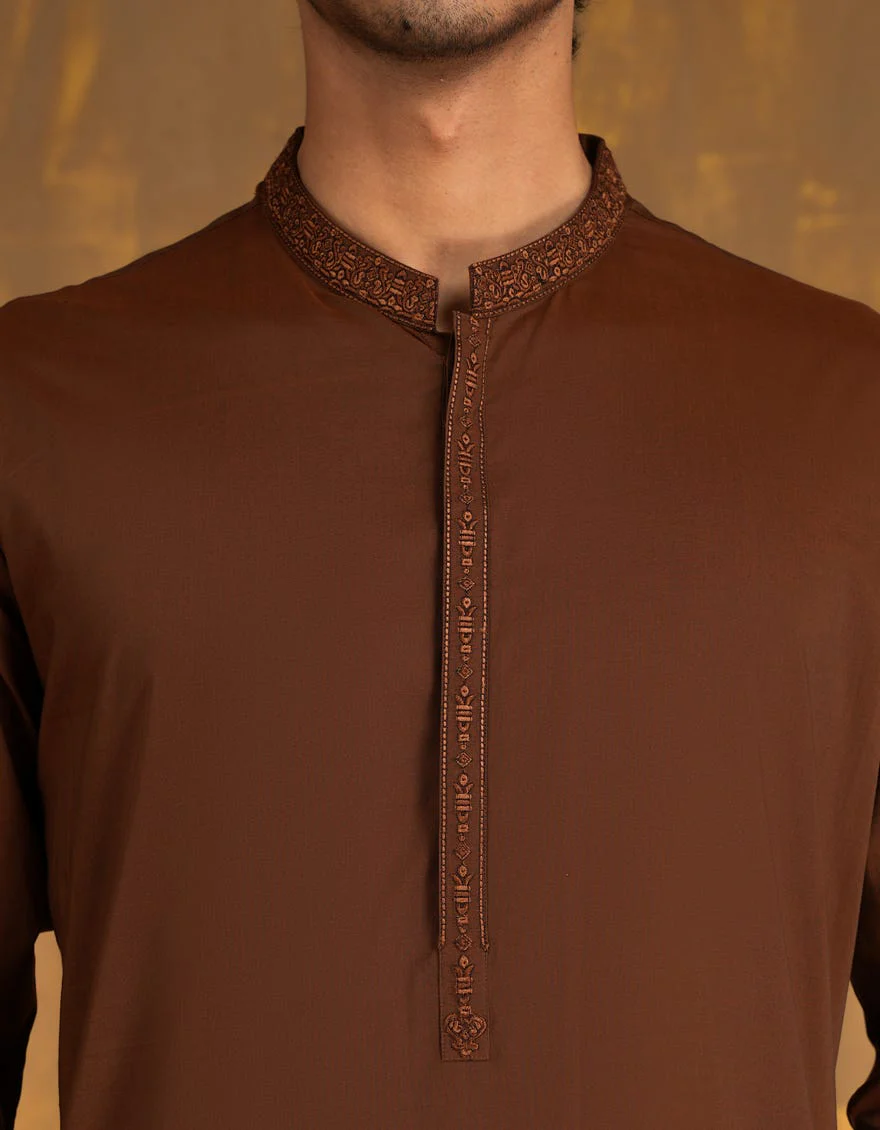 BROWN COTTON KURTA TROUSERS | JJKP-A-33088/S24/JJ8795-SF - Image 2