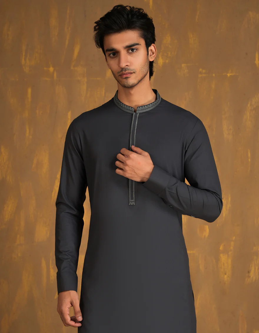 GREY BLENDED KURTA TROUSERS | JJKP-A-33091/S24/JJ8835-SF - Image 2