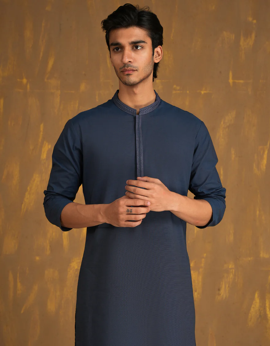 BLUE COTTON KURTA TROUSERS | JJKP-A-33098/S24/JJ8795-SF - Image 3