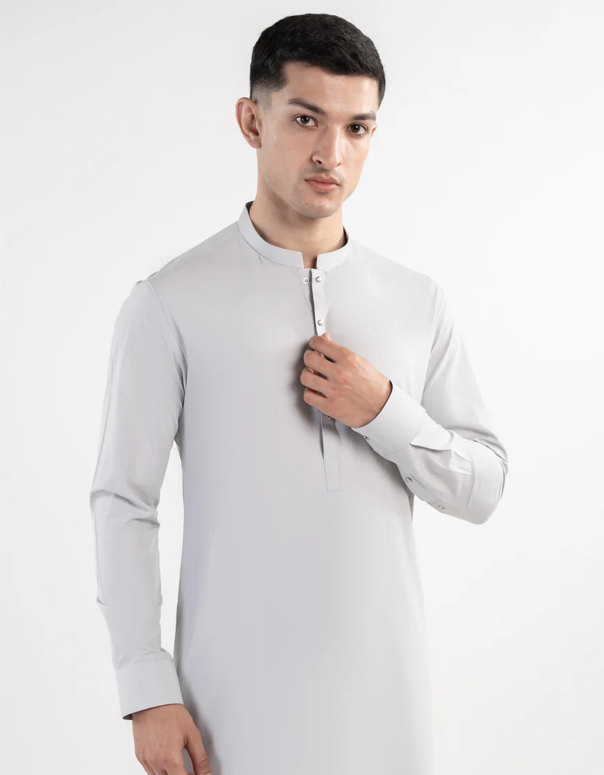 SMOKE GREY BLENDED KURTA TROUSERS | JJKP-A-33122/S24/JJ9269-PN - Image 2