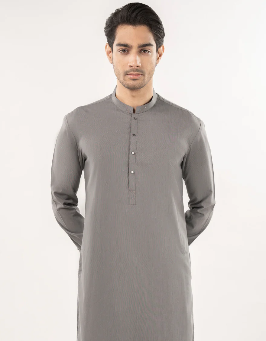 ASH GREY BLENDED KURTA TROUSERS | JJKP-A-33165/S24/JJ9 - Image 2