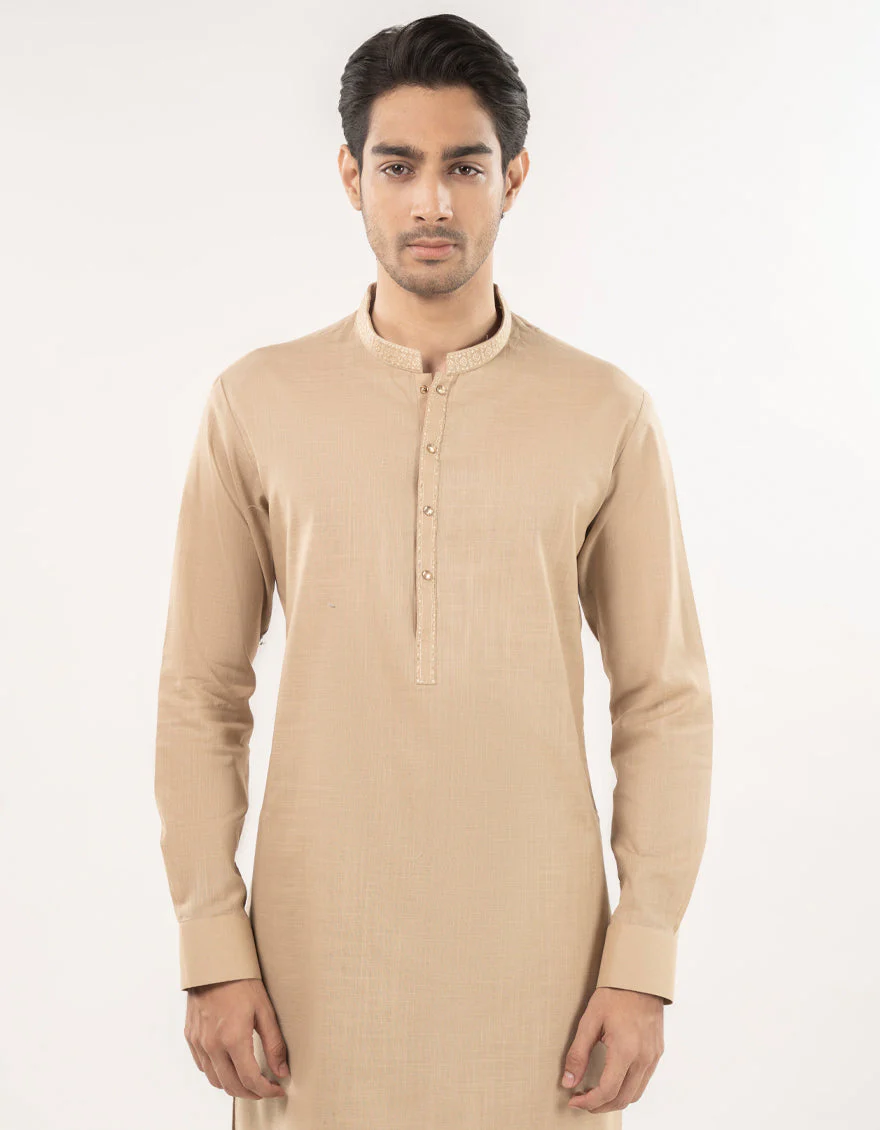 BEIGE COTTON KURTA TROUSERS | JJKP-A-33168/S24/JJ9732-SF - Image 2