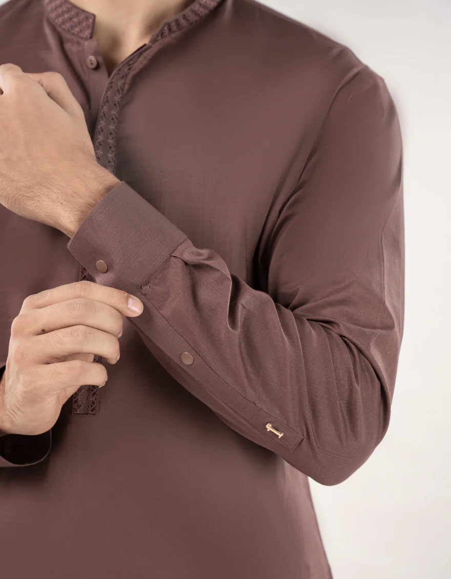 LIVER BROWN BLENDED KURTA TROUSERS | JJKP-A-33173/S24/JJ9678-SF - Image 3