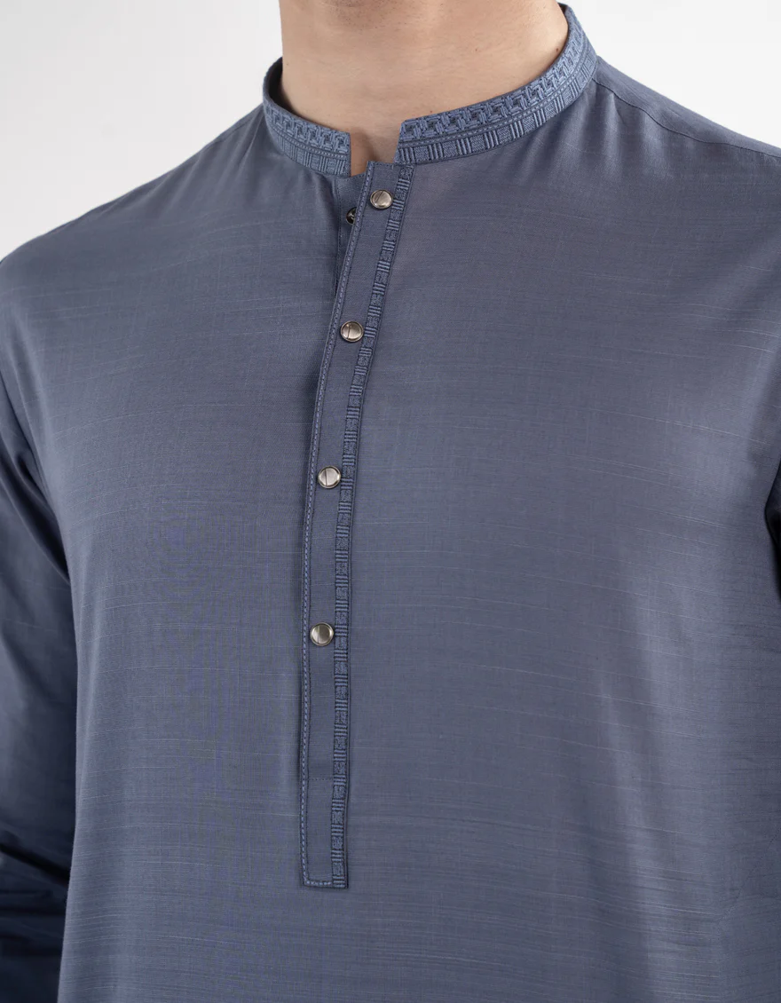 PEGN BLUE BLENDED KURTA TROUSERS | JJKP-A-33175/S24/JJ9677-SF - Image 3