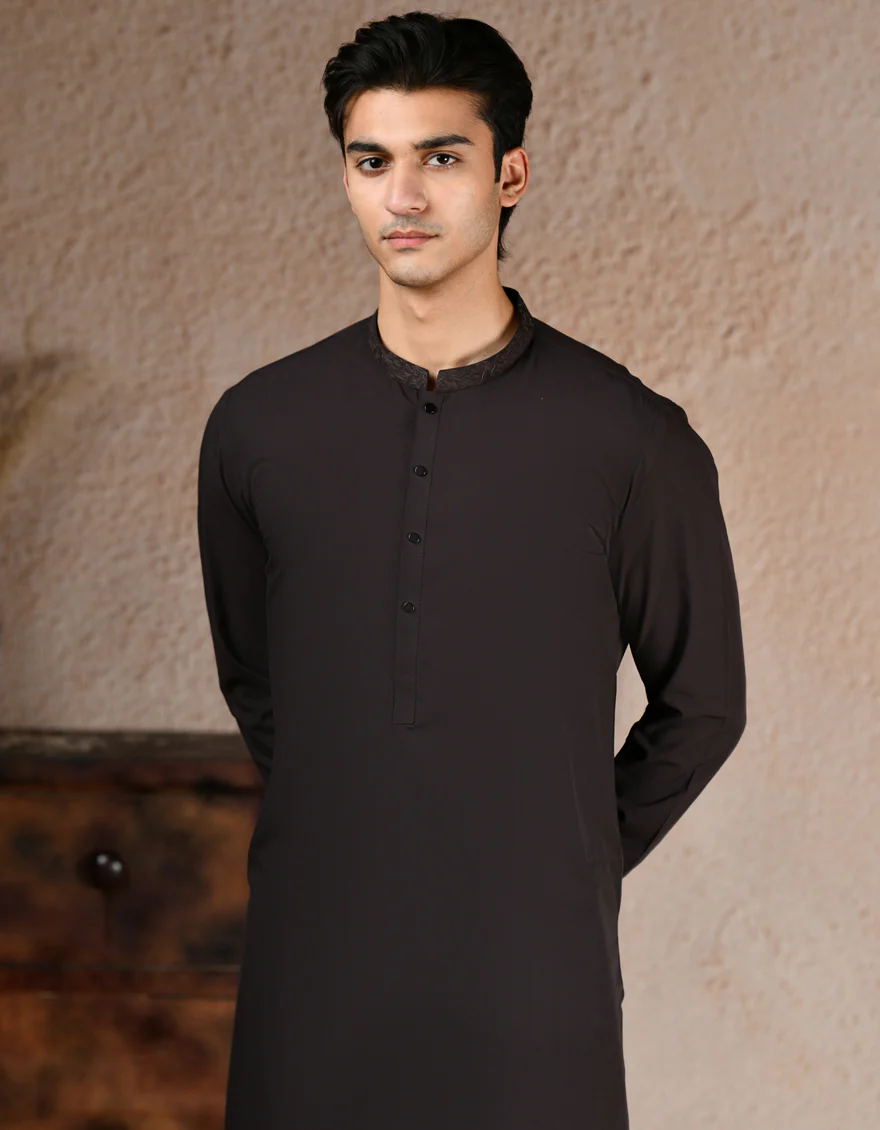 DARK BROWN BLENDED KURTA TROUSERS | JJKP-A-33199/S25/JJ1 - Image 2