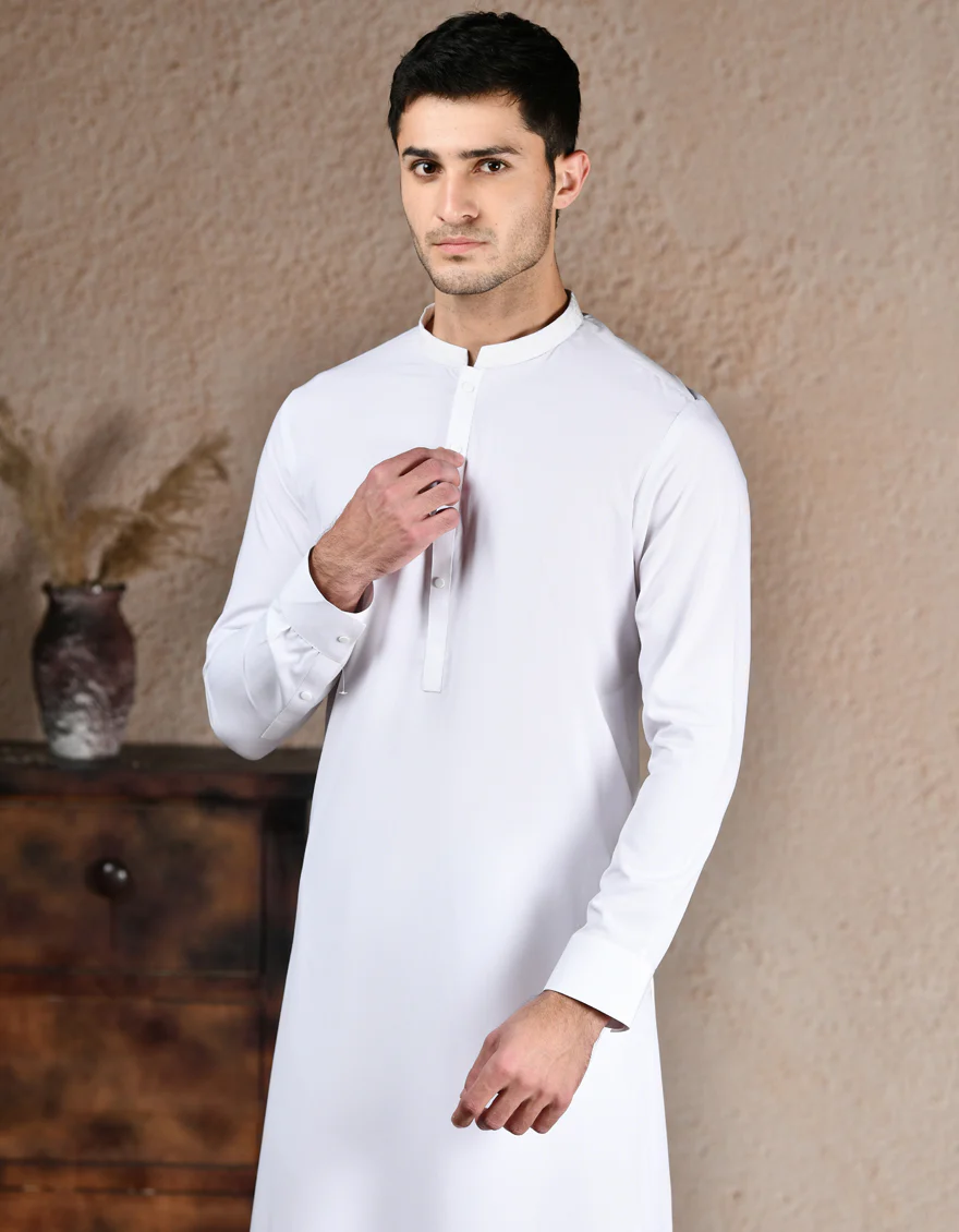 WHITE BLENDED KURTA TROUSERS | JJKP-A-33214/S25/JJ1 - Image 2