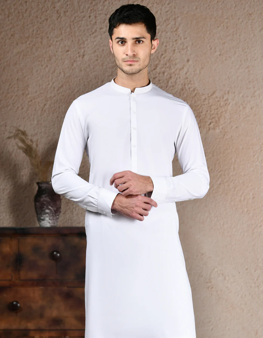 WHITE BLENDED KURTA TROUSERS | JJKP-A-33214/S25/JJ1 - Image 4