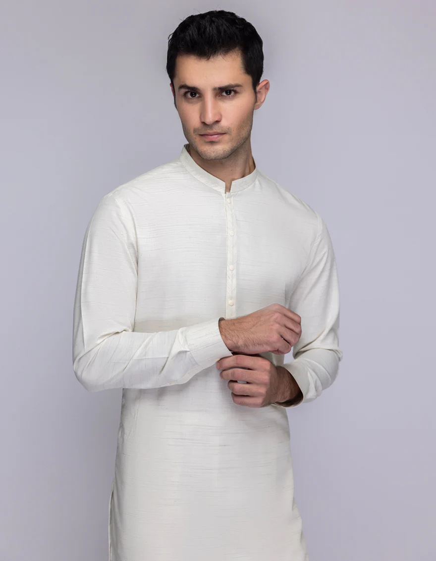 CREAM BLENDED KURTA TROUSERS | JJKP-A-33223/S25/JJ9572-CL - Image 2