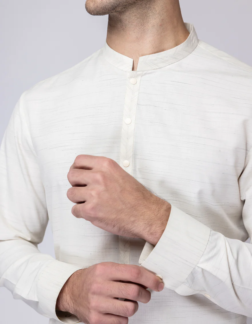 CREAM BLENDED KURTA TROUSERS | JJKP-A-33223/S25/JJ9572-CL - Image 3