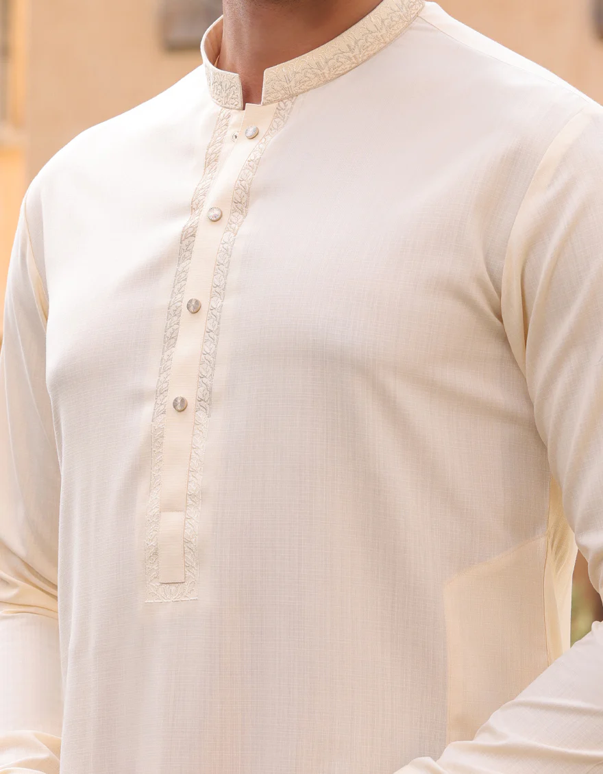 CREAM BLENDED KURTA TROUSERS | JJKP-A-33245/S25/JJ1 - Image 5