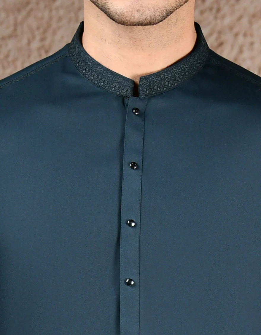 DARK GREEN BLENDED KURTA TROUSERS | JJKP-A-33270/S25/JJ9579-SF - Image 3