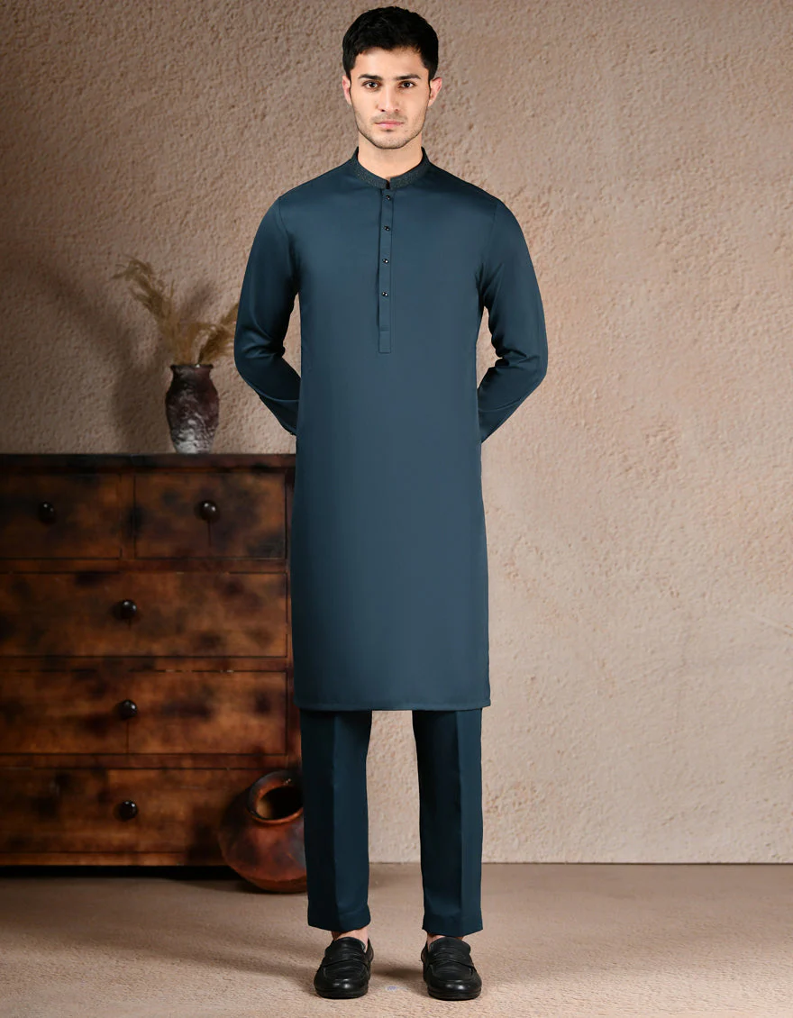 DARK GREEN BLENDED KURTA TROUSERS | JJKP-A-33270/S25/JJ9579-SF - Image 4