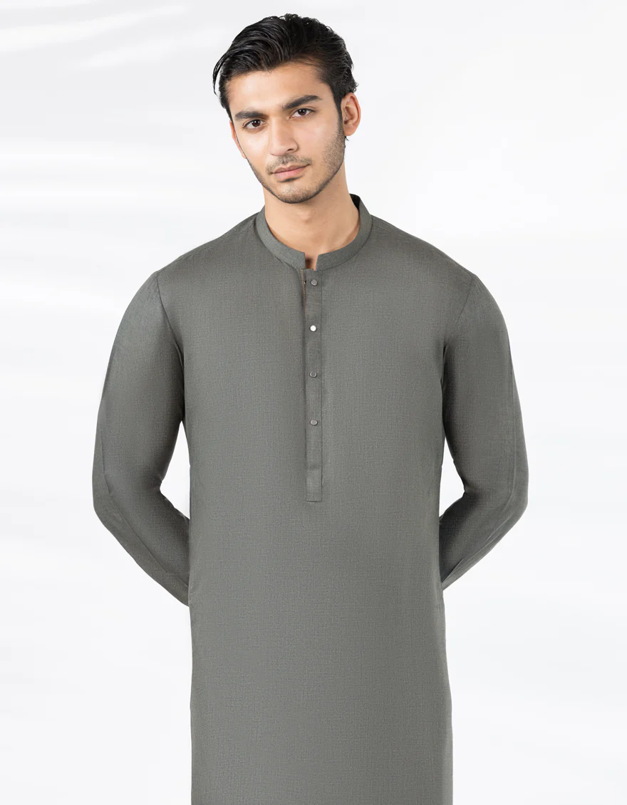 MUD GREEN BLENDED KURTA TROUSERS | JJKP-A-33471/S25/JJ11074-CL - Image 2