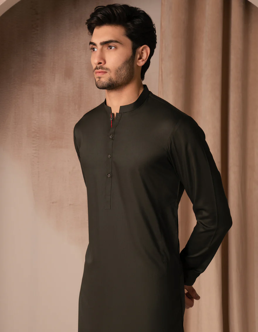 DARK GREEN BLENDED KURTA TROUSERS | JJKP-A-33526/S25/JJ8812-CL - Image 2