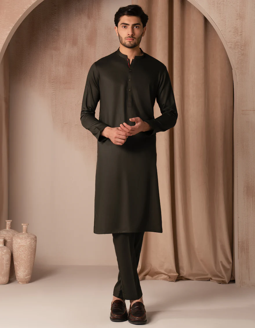 DARK GREEN BLENDED KURTA TROUSERS | JJKP-A-33526/S25/JJ8812-CL - Image 4