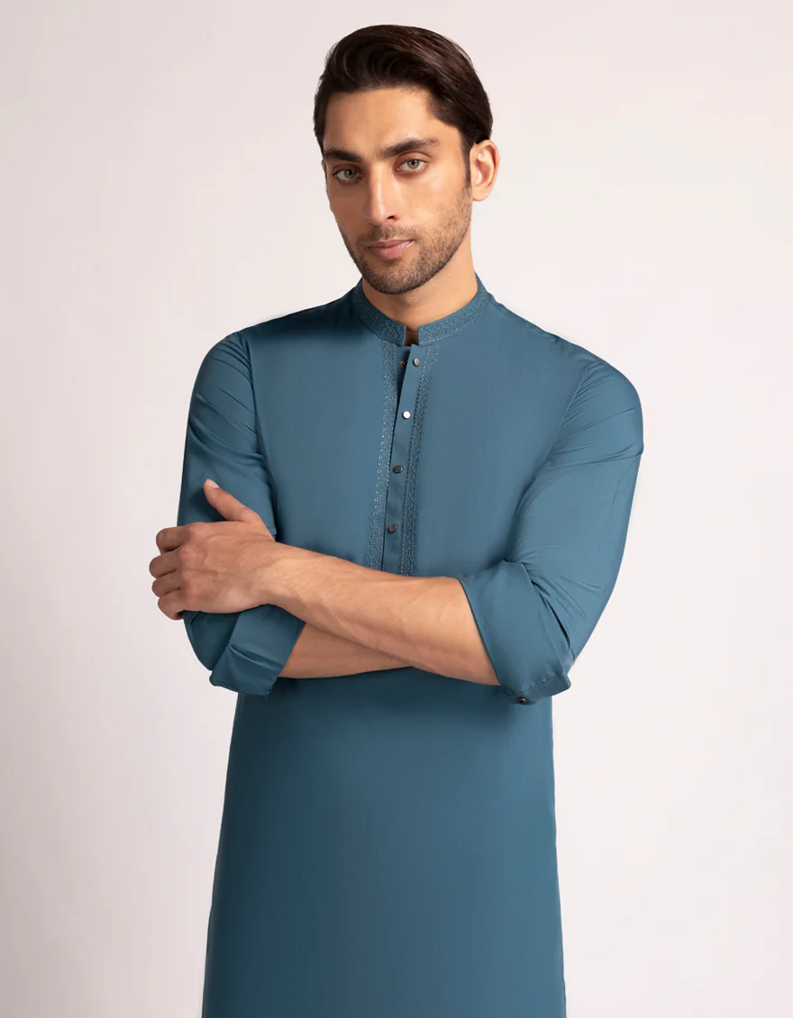 SEA GREEN BLENDED KURTA TROUSERS | JJKP-A-33568/S26/JJ9821-SF - Image 2
