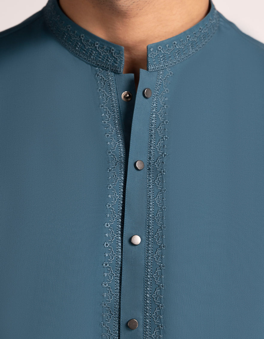 SEA GREEN BLENDED KURTA TROUSERS | JJKP-A-33568/S26/JJ9821-SF - Image 3