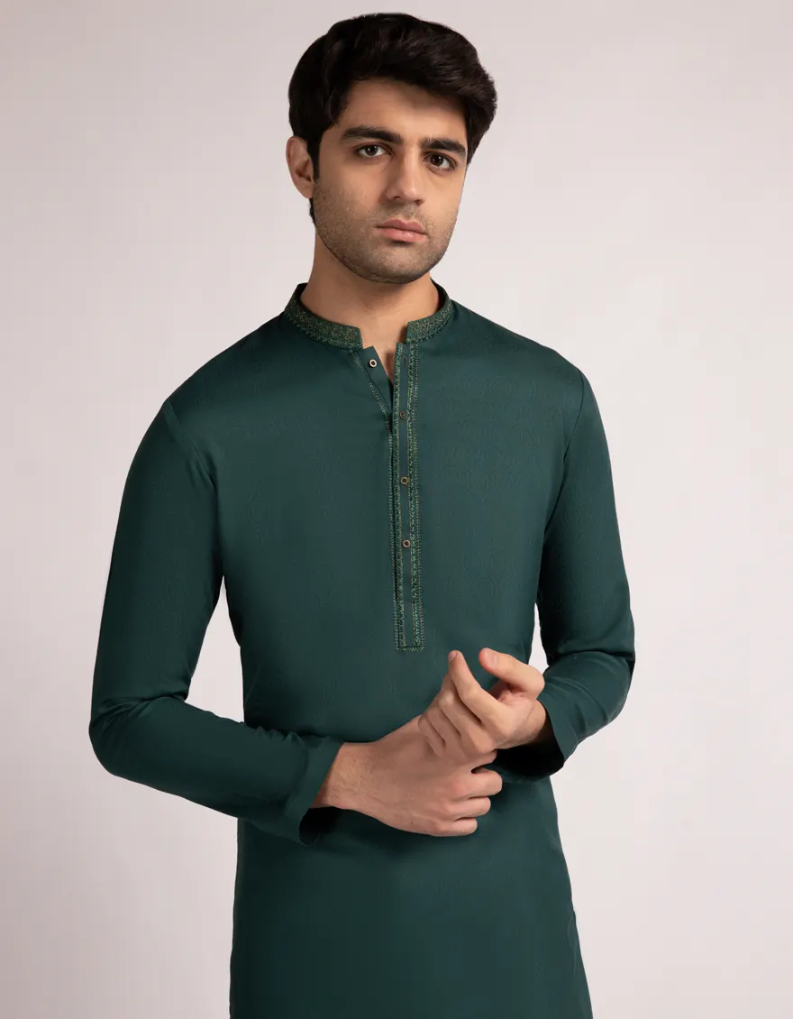 GREEN BLENDED KURTA TROUSERS | JJKP-A-33583/S25/JJ9851-FL - Image 2