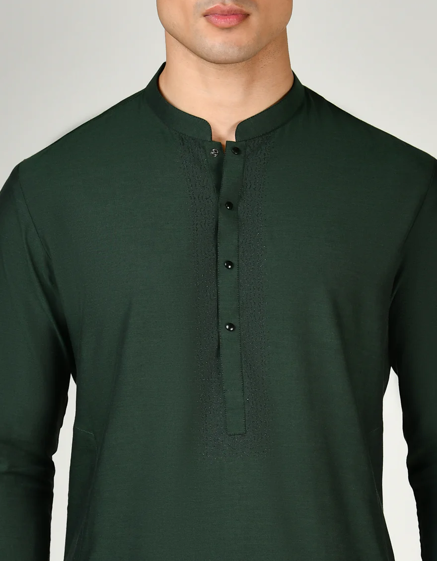 GREEN BLENDED KURTA TROUSERS | JJKP-A-34782/S24/JJ9429-FL - Image 2