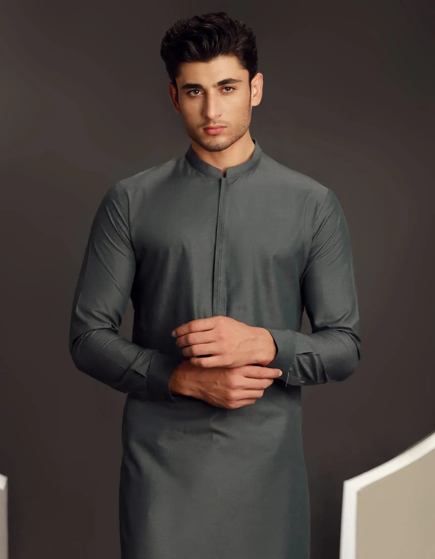 GREY COTTON KURTA TROUSERS | JJKP-A-34829/S24/JJ9497-CL - Image 2