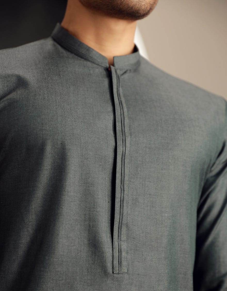 GREY COTTON KURTA TROUSERS | JJKP-A-34829/S24/JJ9497-CL - Image 3