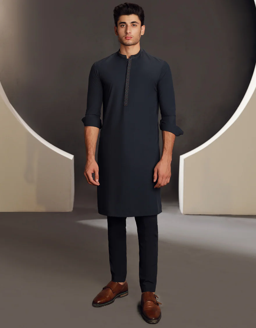 BLUE BLENDED KURTA TROUSERS | JJKP-A-34830/S24/JJ9423-SF - Image 3