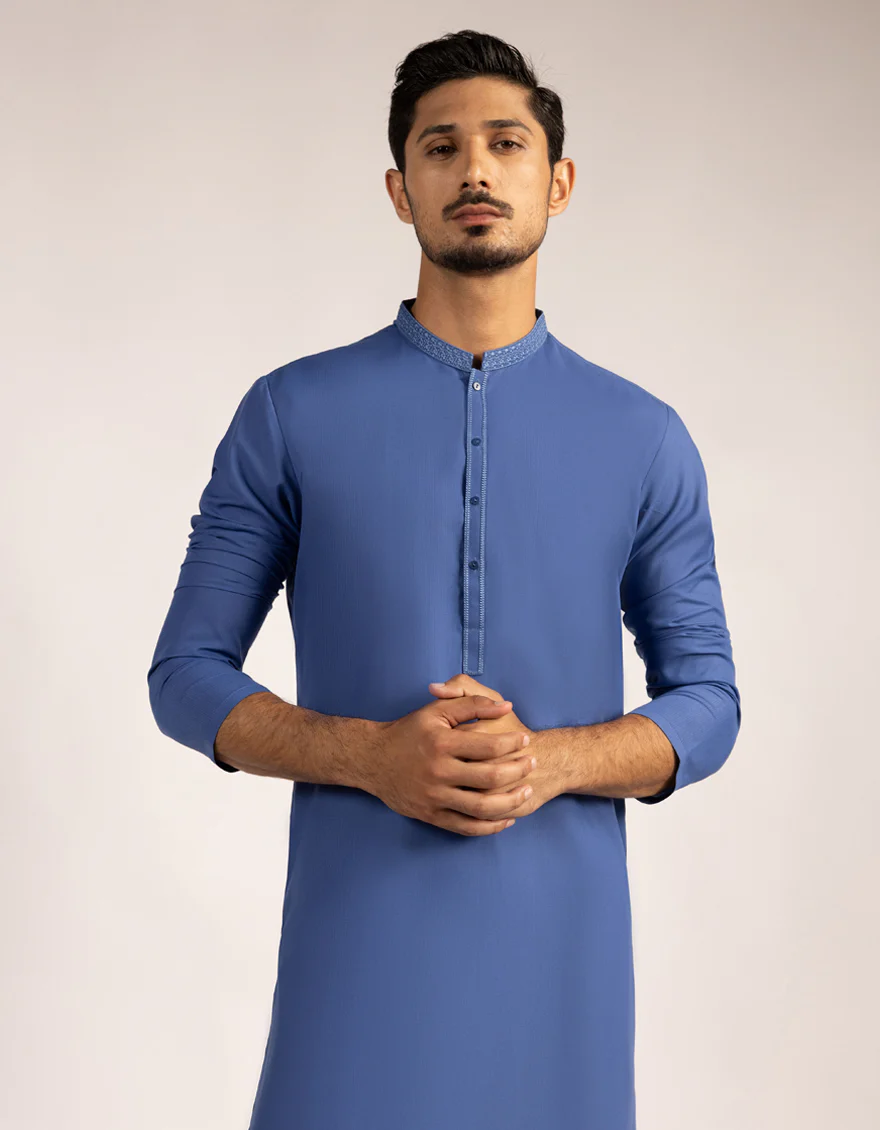 BLUE BLENDED KURTA TROUSERS | JJKP-A-46902/S25/JJ9943-SF - Image 2
