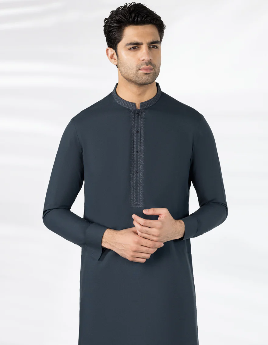 EMERALD GREEN BLENDED KURTA TROUSERS | JJKP-A-47439/S25/JJ9938-SF - Image 2